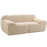 HOMCOM Canapea 2 locuri din chenille, canapea de living 174 cm, șezut și brațe late tapițate, complet comprimat, bej | Aosom Romania