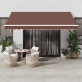 VidaXL Copertina retractabilă manual cu LED, maro, 400x350 cm