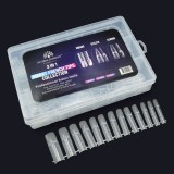 Set tipsuri reutilizabile cu manichiură franțuzească, Global Fashion, balerină, pătrat și stiletto 3-&icirc;n-1, 180 de bucăți, 15 mărimi