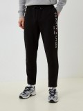 Pantaloni sport barbati Basic Branded cu logo brodat si croiala Regular Fit, negru, S