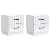 vidaXL Dulap de noapte 2 pcs Alb 43 x 34,5 x 44,5 cm Lemn prelucrat 895216