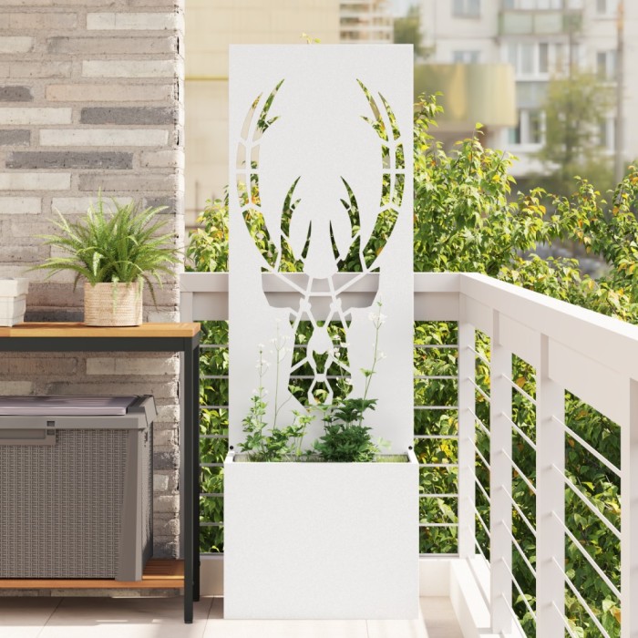 vidaXL Ghiveci de Grădină cu Panou Decorativ Alb 50 x 140 cm