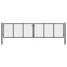 vidaXL Poartă de grădină din plasă, oțel galvanizat, gri, 400x75 cm 145776
