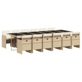 Set mobilier de gradina cu perne, 13 piese, bej, poliratan