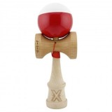 Kendama X Originala, Profesionala, Big Cups V2, Super Sticky cu Cupe Mari, Rulment Metalic, din lemn 18 cm, Ata 55 cm, Alb/Rosu