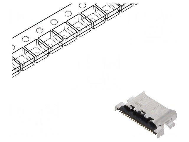 Soclu USB C pentru PCB SMT 16 pini orizontali USB 3.0