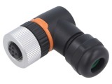 Conector LAPP M12 5 pini mamă 90&deg; IP67 30V cod 381166341 pe cablu