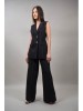 Pantaloni Dama Costum Venezia Lumina, Dungi Negre, S, M, L, Viscoza Poliester, Elegant, Clasic, Negru Roz Ivory