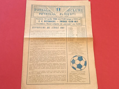 Program meci fotbal PETROLUL PLOIESTI - FC OLT (24.04.1988) foto