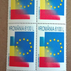 tTIMBRE ROMANIA MNH LP 1501/2000 UNIUNEA EUROPEANA -ROMANIA 2000 BLOC 4 TIMBRE