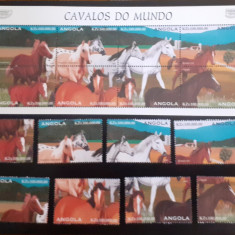 Angola 1997-Fauna,Cai,serie si bloc de 8 valori dantelate,MNH,MI1123-1130,bl.