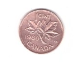 Moneda Canada 1 cent 1980, stare foarte buna, curata, America de Nord, Bronz