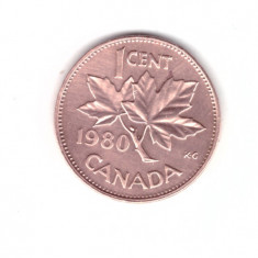 Moneda Canada 1 cent 1980, stare foarte buna, curata