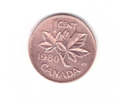 Moneda Canada 1 cent 1980, stare foarte buna, curata foto