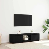 Dulap TV vidaXL Stejar Negru cu LED, 140 cm, Lemn, Comoda TV Living, Modern, Depozitare Media, Negru
