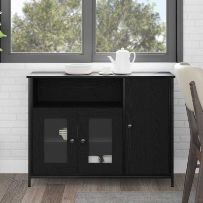 vidaXL Bufet Stejar negru 100 x 35 x 75 cm Lemn compozit 869093 foto