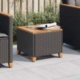 Masa gradina vidaXL, 45x45x37cm, poliratan negru &amp; lemn acacia, rezistenta UV, exterior