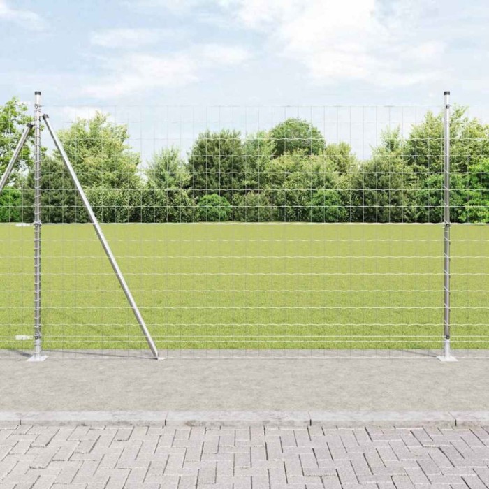 vidaXL &Icirc;ngrădire cu st&acirc;lpi Argintiu 1.5 x 10 m Oțel