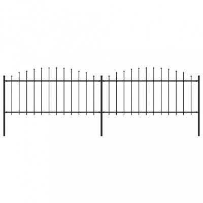 Gard de grădină cu v&amp;acirc;rf suliță, negru, 3,4 m, oțel foto