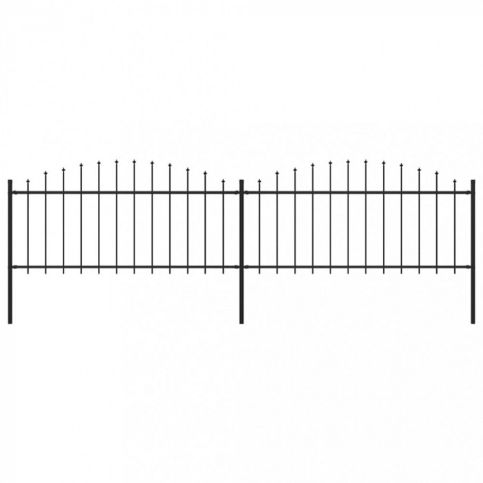 Gard de grădină cu v&acirc;rf suliță, negru, 3,4 m, oțel