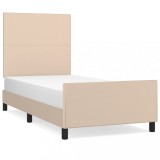 Cumpara ieftin Cadru de pat cu tablie, cappuccino, 100x200 cm, piele ecologica