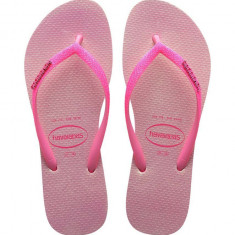 Havaianas slapi SLIM GLITTER IRIDESCENT femei, culoarea roz, cu toc plat, 4148922.1749