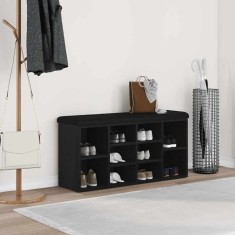 vidaXL Bancă pentru pantofi Negru 100 x 30 x 48 cm Lemn compozit 862988