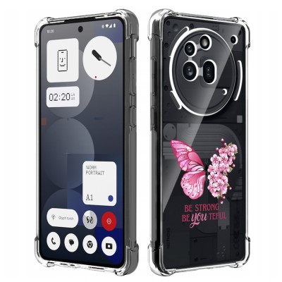Husa antisoc pentru nothing phone (3a) pro - airbag tpu, col&amp;Egrave;uri ranforsate- butterfly roz foto