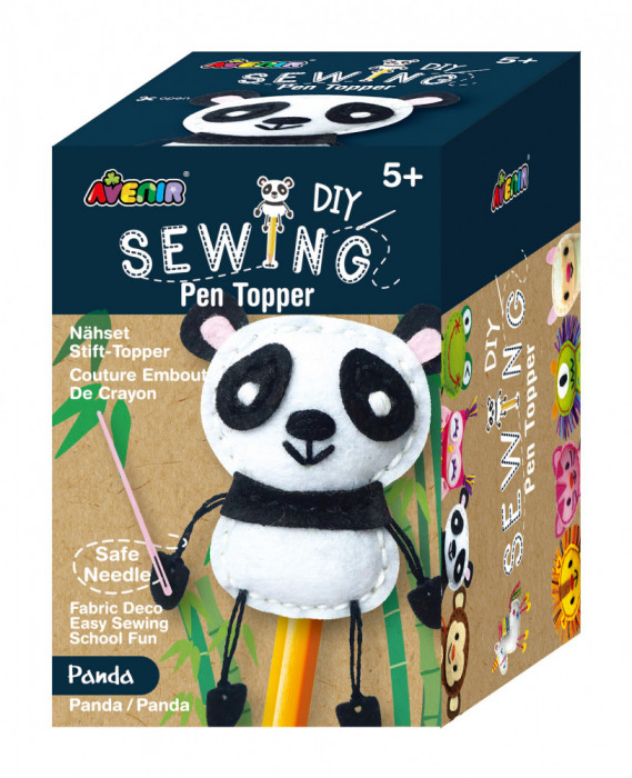 Set de cusut DIY - decoratiune topper pentru creion - Panda