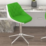 Scaun de bucătărie pivotant, verde și alb, piele ecologică