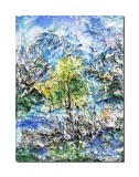 Cumpara ieftin Tablou peisaj cu copac stilizat impasto pictat manual, 40x30cm acril pe panza in relief efect 3D, Kenny Varniote