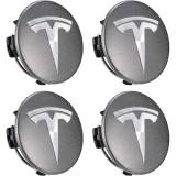 Set 4 capace Tesla, 57mm, ARGINTIU/GRI, pentru jante aliaj cu inel de fixare