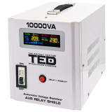 Stabilizator tensiune 6000W 230V cu 2 iesiri Schuko si sinusoidala pura + ecran LCD cu valorile tensiunii, TED Electric, Oem