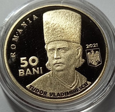 Rom&amp;acirc;nia, 50 Bani 2021, Tudor Vladimirescu, Proof. foto