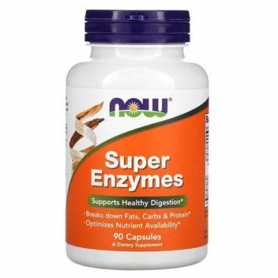 Complex enzime cu spectru larg, Super Enzymes, Now Foods, 90 tablete Fara aroma foto