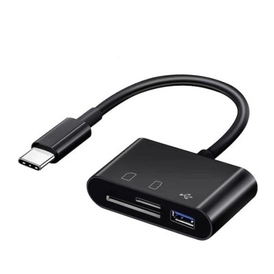 Cititor de carduri 4in1, SD cu USB C, adaptor SD MicroSD USB - Negru foto