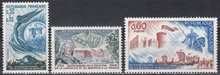 Franta 1966 - Istorie, 3 Serii, MNH
