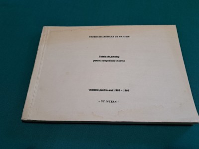 TABELE DE PUNCTAJ PENTRU COMPETIȚIILE INTERNE *FED. ROM&amp;Acirc;NĂ DE NATAȚIE/1992* I foto