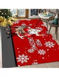 Covor de Craciun rosu cu Merry Christmas si Mos Craciun cu rudolf 120x180cm, Home