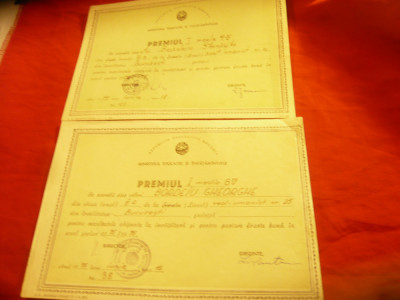 2 Diplome Premiul I Liceul real-umanist nr.!0 Bucuresti 1975 si 1976 foto