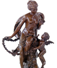 Venus cu un ingeras - statueta din bronz pe soclu din marmura BT235 foto
