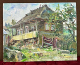 TABLOU PETRU ASIMIONESE - Ulei pe panza - 50 x 40 - Pictura : Casuta taraneasca, Peisaje, Altul