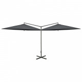 Umbrelă de soare dublă cu st&acirc;lp din oțel, antracit, 600 cm, vidaXL