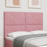 VidaXL Tăblie LED cu lumini cu bandă LED Geometric Roz 160 cm Catifea