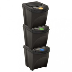 Gossi cosuri de gunoi stivuibile 3 buc. antracit, 75 l polipropilena