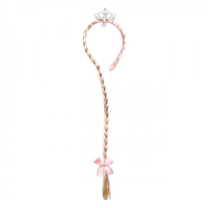 Coroniță De Păr, Argintie, Glitter, Păr Blond, Panglici Roz, Fete, 40 cm