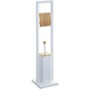 Suport WC cu perie 5Five Natureo, cu suport hartie igienica, metal si bambus, 20x20x80 cm, alb Household NewTrend