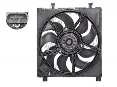 GMV radiator electroventilator Skoda Citigo, 2011-, Seat MII, 2011-, VW UP!, 2011-, motor 1.0, benzina, cu AC, 342 mm; 3 pini, cu pre-rezistor, foto