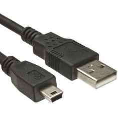 Cablu miniUSB DeTech, mini USB tata - USB tata, 1.5m, calitate deosebita, negru, pentru dispozitive cu port miniUSB inclusiv casa marcat datecs si man