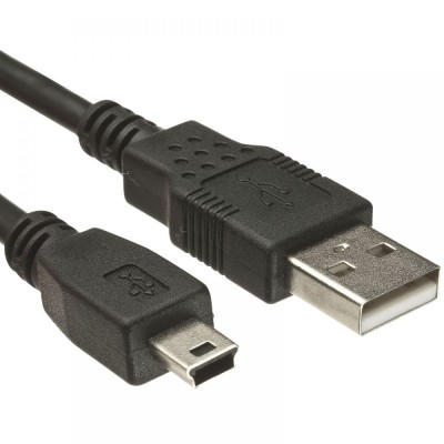 Cablu miniUSB DeTech, mini USB tata - USB tata, 1.5m, calitate deosebita, negru, pentru dispozitive cu port miniUSB inclusiv casa marcat datecs si man foto